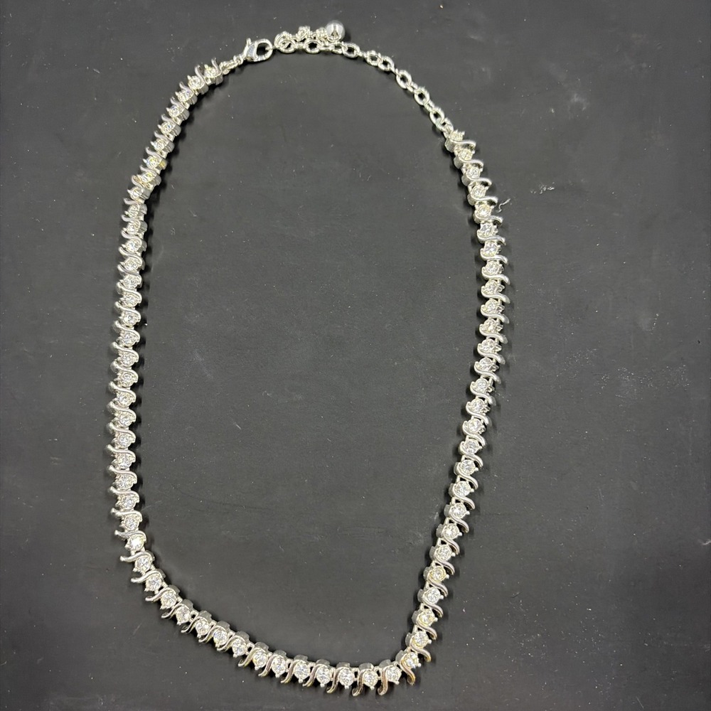 Vintage Estate Rhinestone Silvertone Necklace‎ Elegant Night Out Necklace